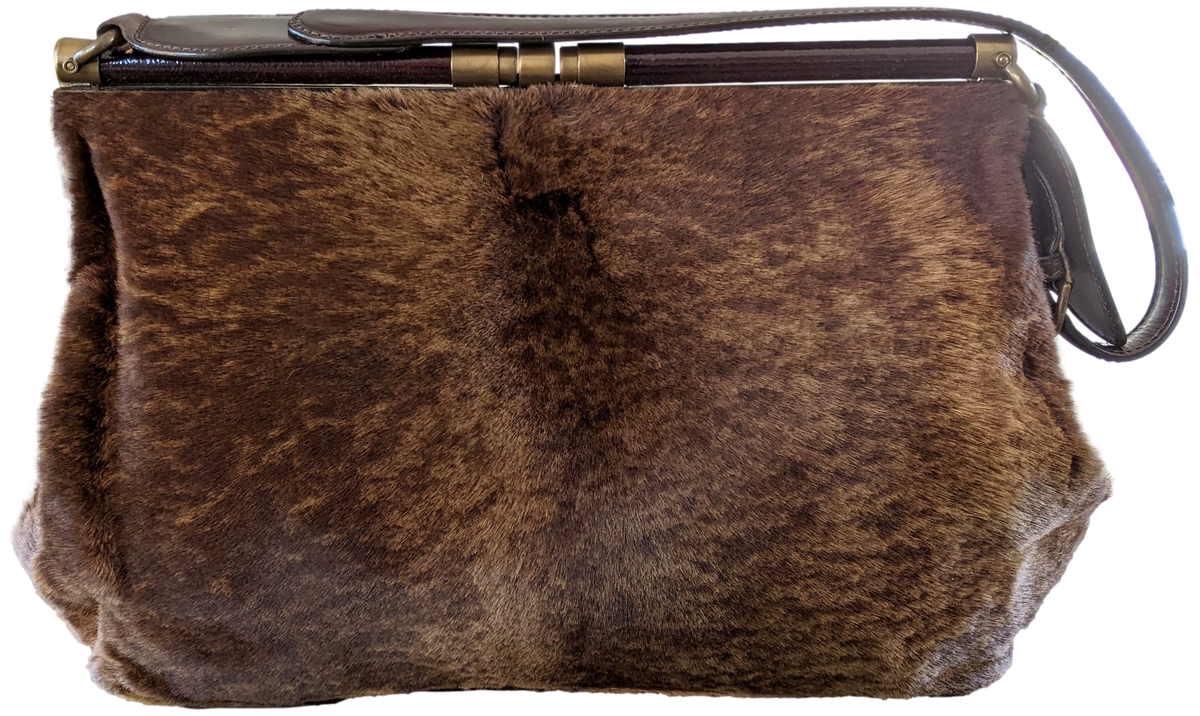Marni Vintage Foal Fur/Patent Leather Old Malette Bag 36 cm