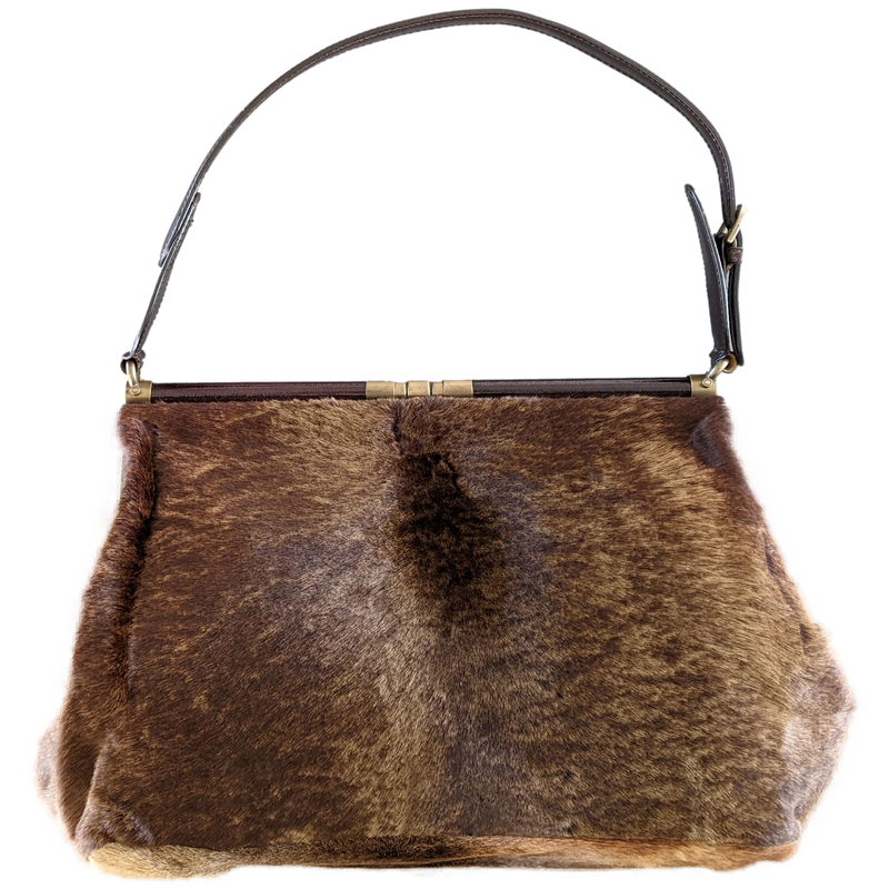 Marni Vintage Foal-Style Fur Calfskin Style Malette Shoulder Bag