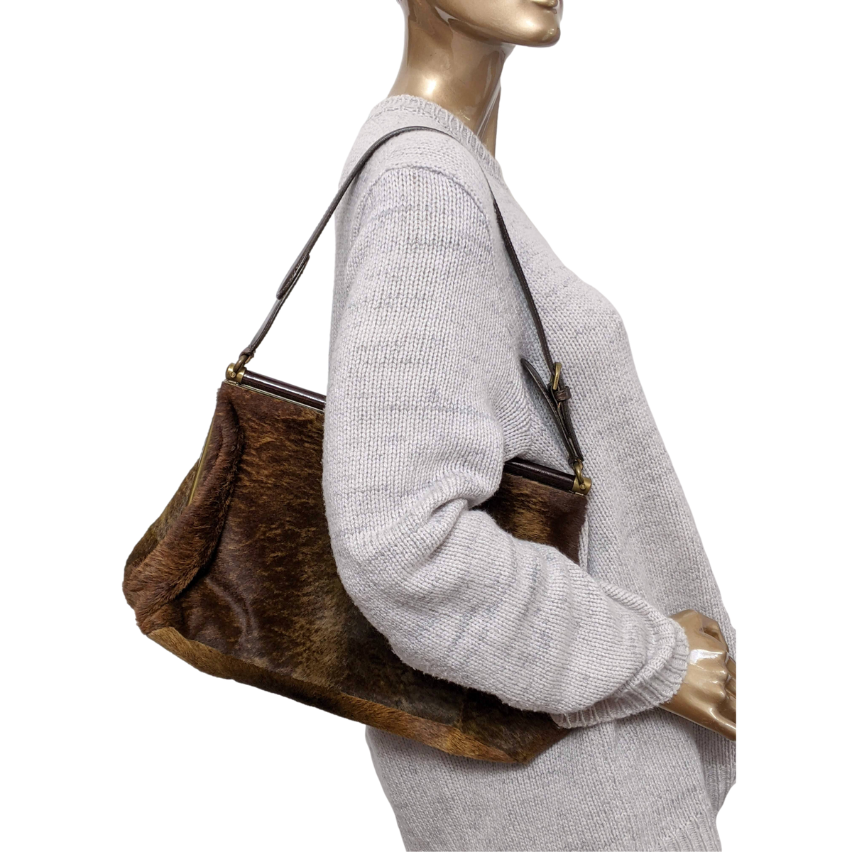 Marni Vintage Foal Fur/Patent Leather Old Malette Bag 36 cm