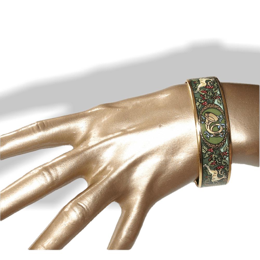 Michaela Frey TEAM Celadon Enamel Hunting Wide Bangle Bracelet - poupishop