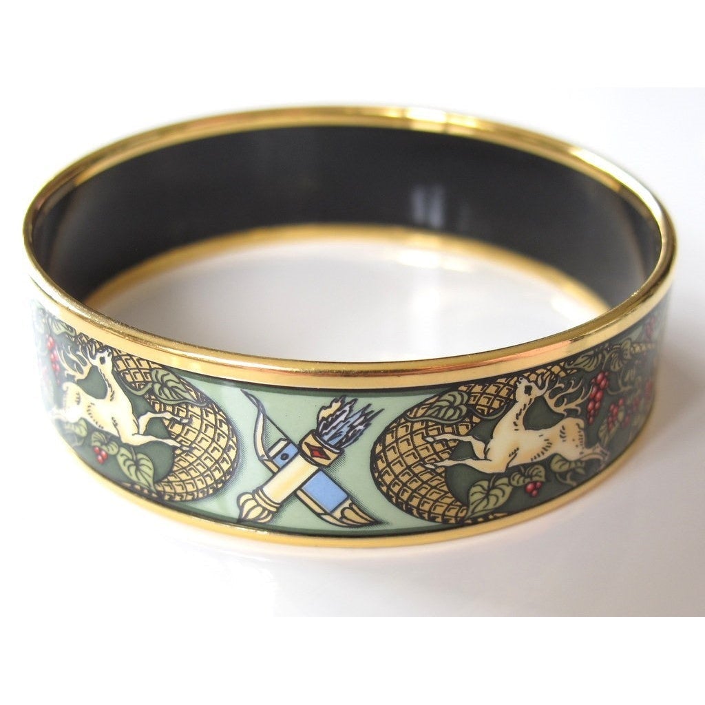 Michaela Frey TEAM Celadon Enamel Hunting Wide Bangle Bracelet - poupishop