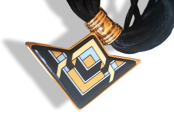 Michaela Frey Team Vintage 80s Gold Enamelled Modern Art Choker Necklace, New! - poupishop
