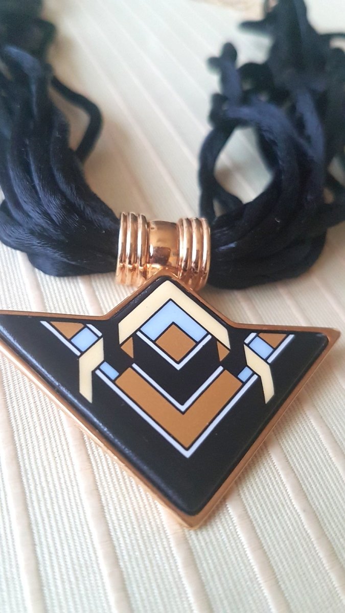 Michaela Frey Team Vintage 80s Gold Enamelled Modern Art Choker Necklace, New! - poupishop