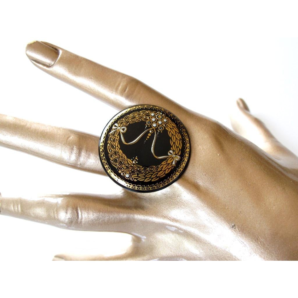 Michaela Frey Vintage Enamelled Bangle and Brooch Set - poupishop