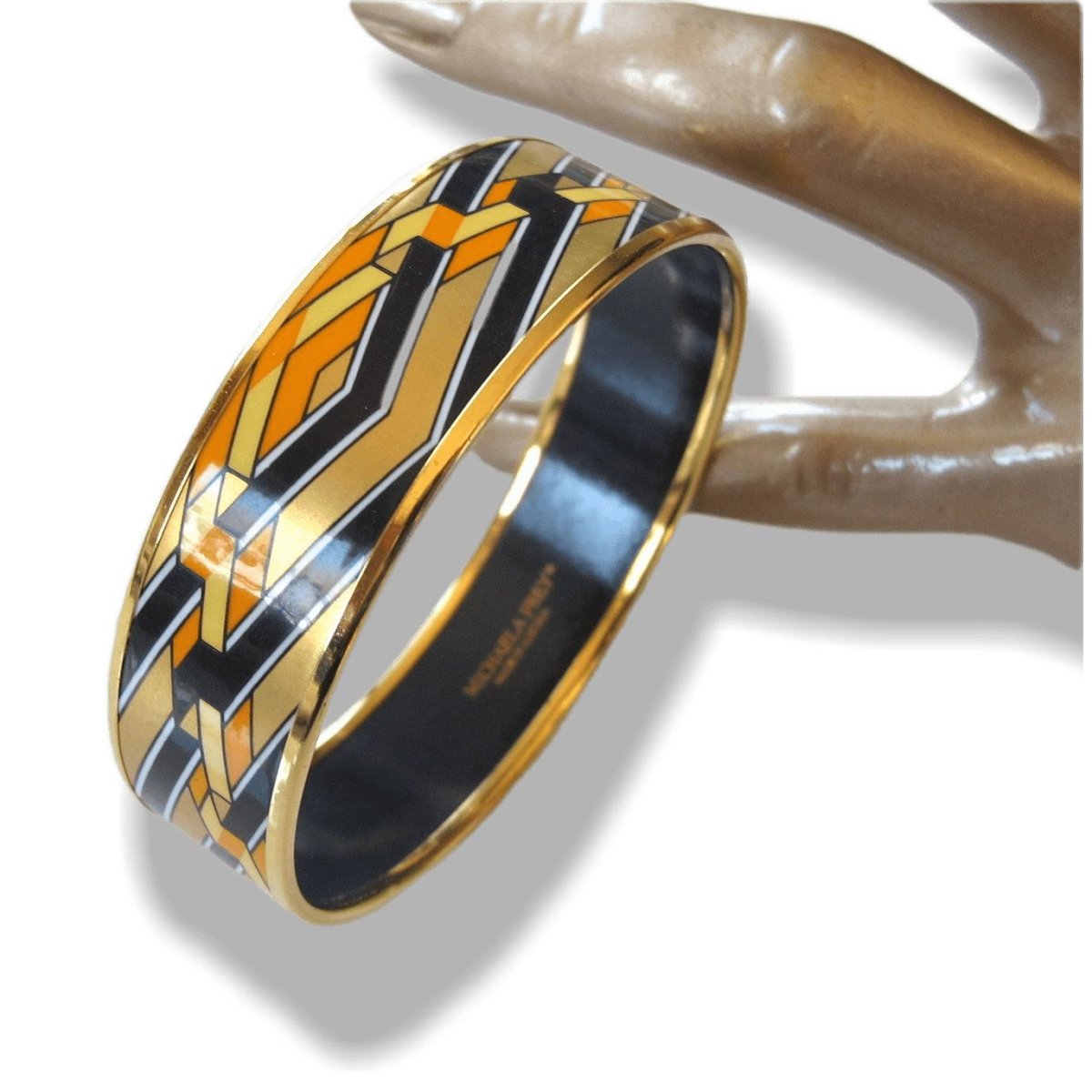 Michaela Frey Wien 1970s Modern Art Enamel Necklace Choker & Bangle Set, Box! - poupishop