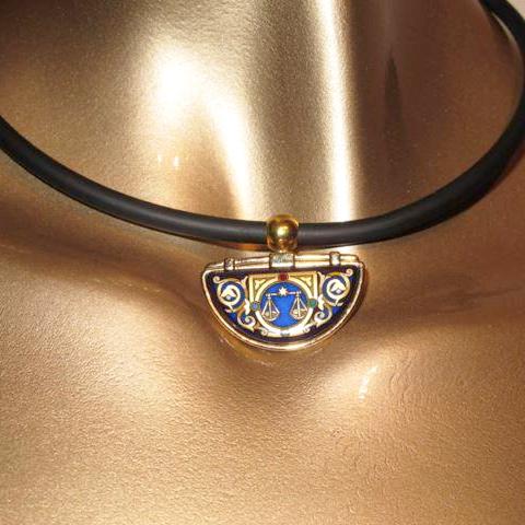 Michaela Frey Wien Gold Enamelled Balance Zodiac Pendant, NIB! - poupishop