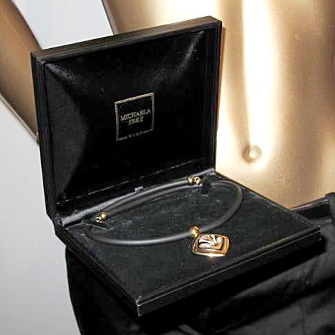 Michaela Frey Wien Gold Enamelled Lotus Choker Necklace, NIB! - poupishop