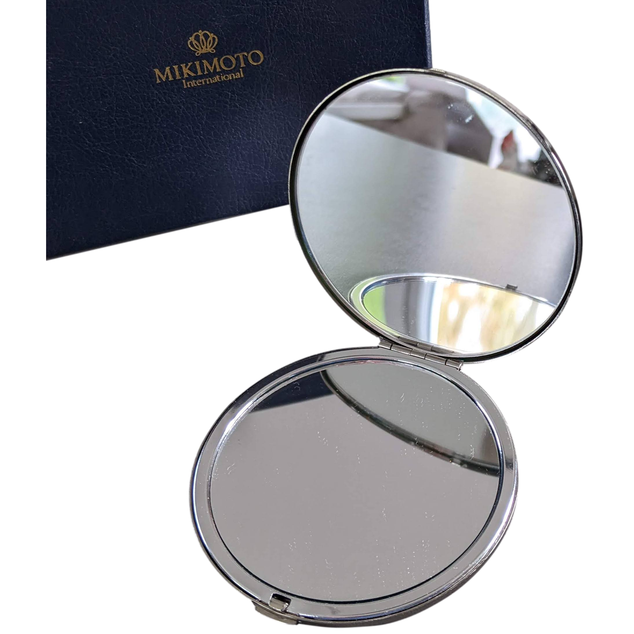 Mikimoto Pocket Make Up Travel Miror 2 faces Knot with small Pearl