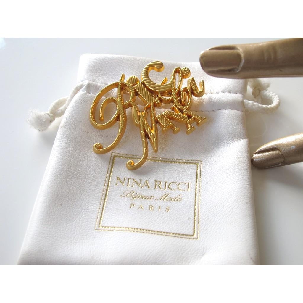 Nina Ricci Vintage Large Gold Brooch, New! - poupishop