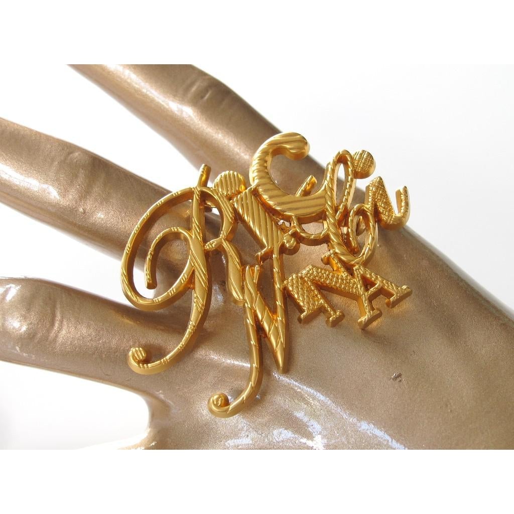 Nina Ricci Vintage Large Gold Brooch, New! - poupishop