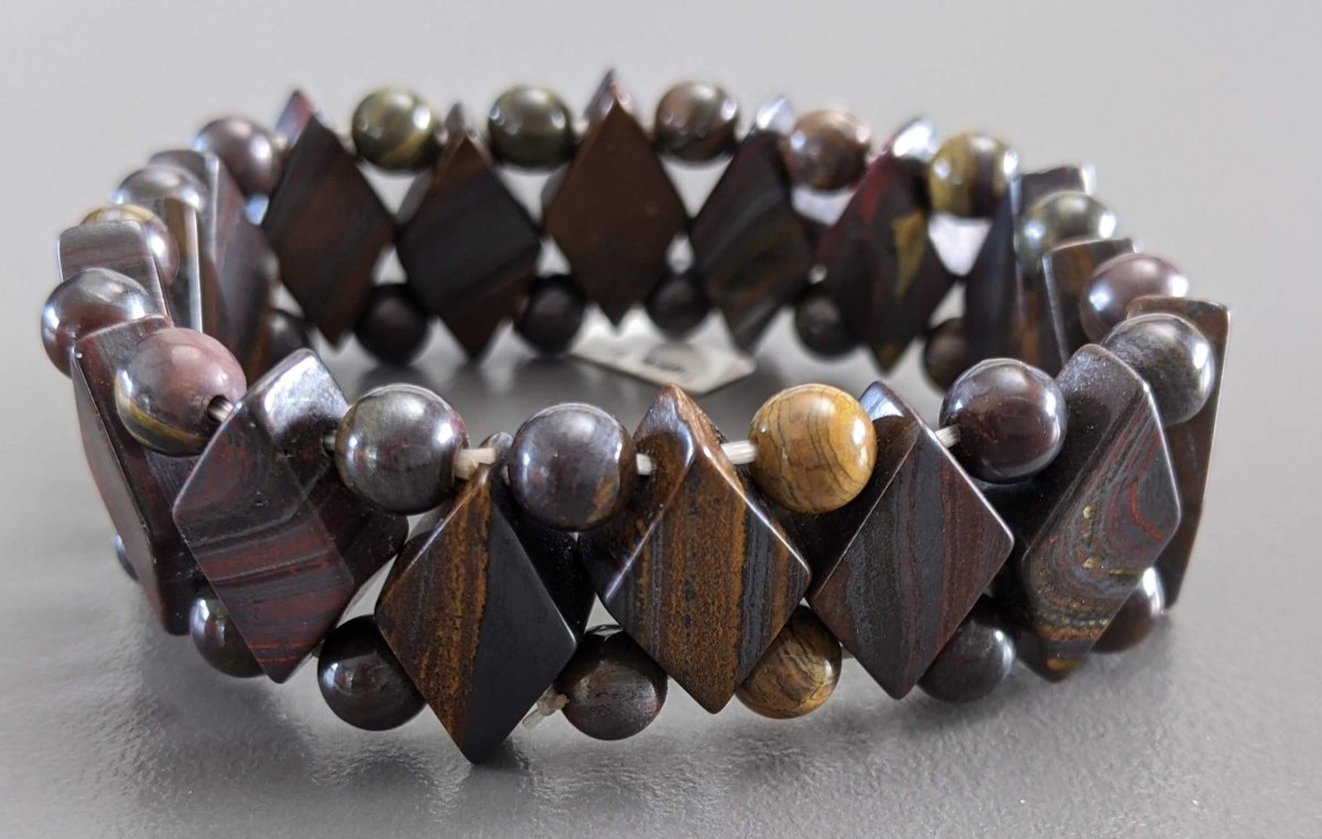 Oeil de Tigre - Tiger Eye Natural Stone Manchette Bracelet, NWT! - poupishop