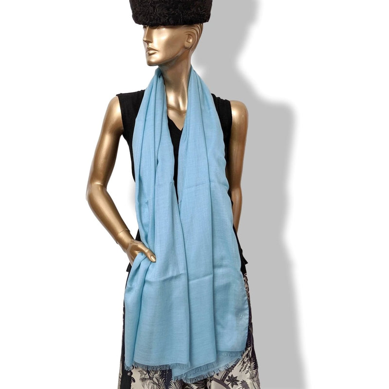 Patek Philippe 2020 Light Turquoise Woven Cashmere/Silk Huge Fringed Stole, BNIB! - poupishop