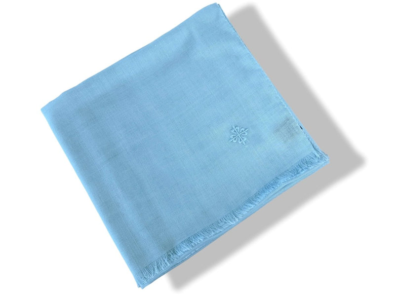 Patek Philippe 2020 Light Turquoise Woven Cashmere/Silk Huge Fringed Stole, BNIB! - poupishop