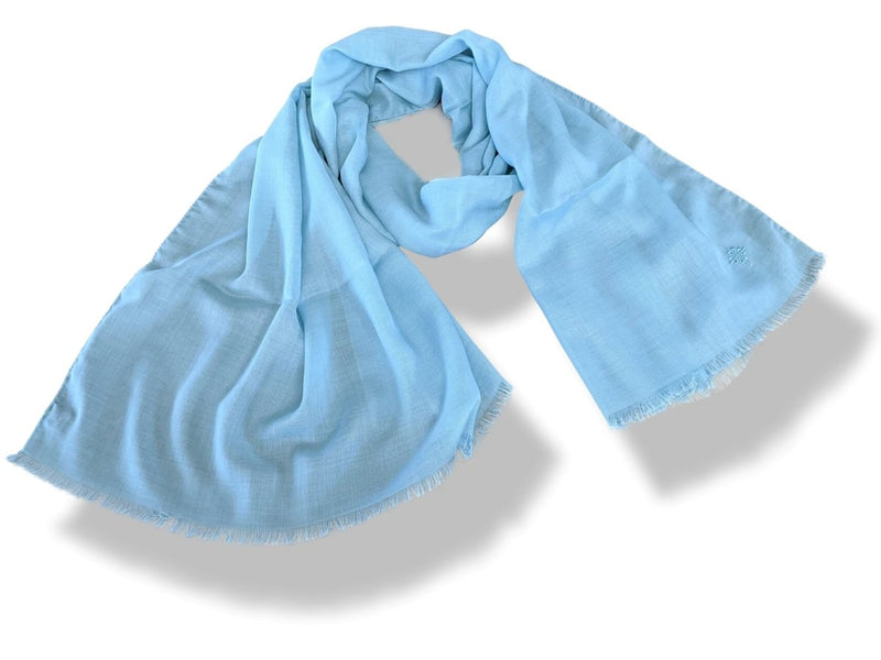 Patek Philippe 2020 Light Turquoise Woven Cashmere/Silk Huge Fringed Stole, BNIB! - poupishop