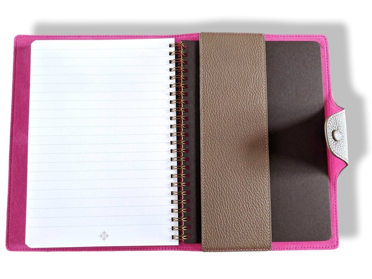 Patek Philippe [AC14] Etoupe/Fuchia Togo Calfskin "ULYSSE MM" NoteBook Cover with Refill, BNIB! - poupishop