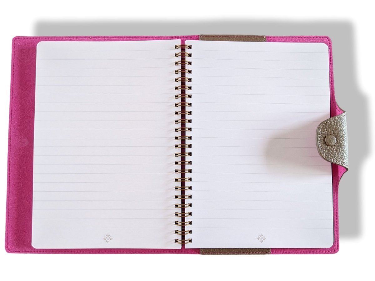 Patek Philippe [AC14] Etoupe/Fuchia Togo Calfskin "ULYSSE MM" NoteBook Cover with Refill, BNIB! - poupishop