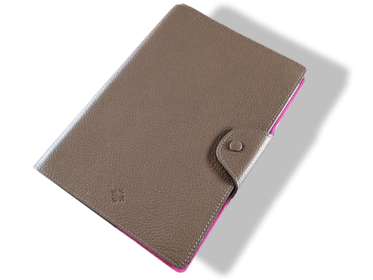 Patek Philippe [AC14] Etoupe/Fuchia Togo Calfskin "ULYSSE MM" NoteBook Cover with Refill, BNIB! - poupishop
