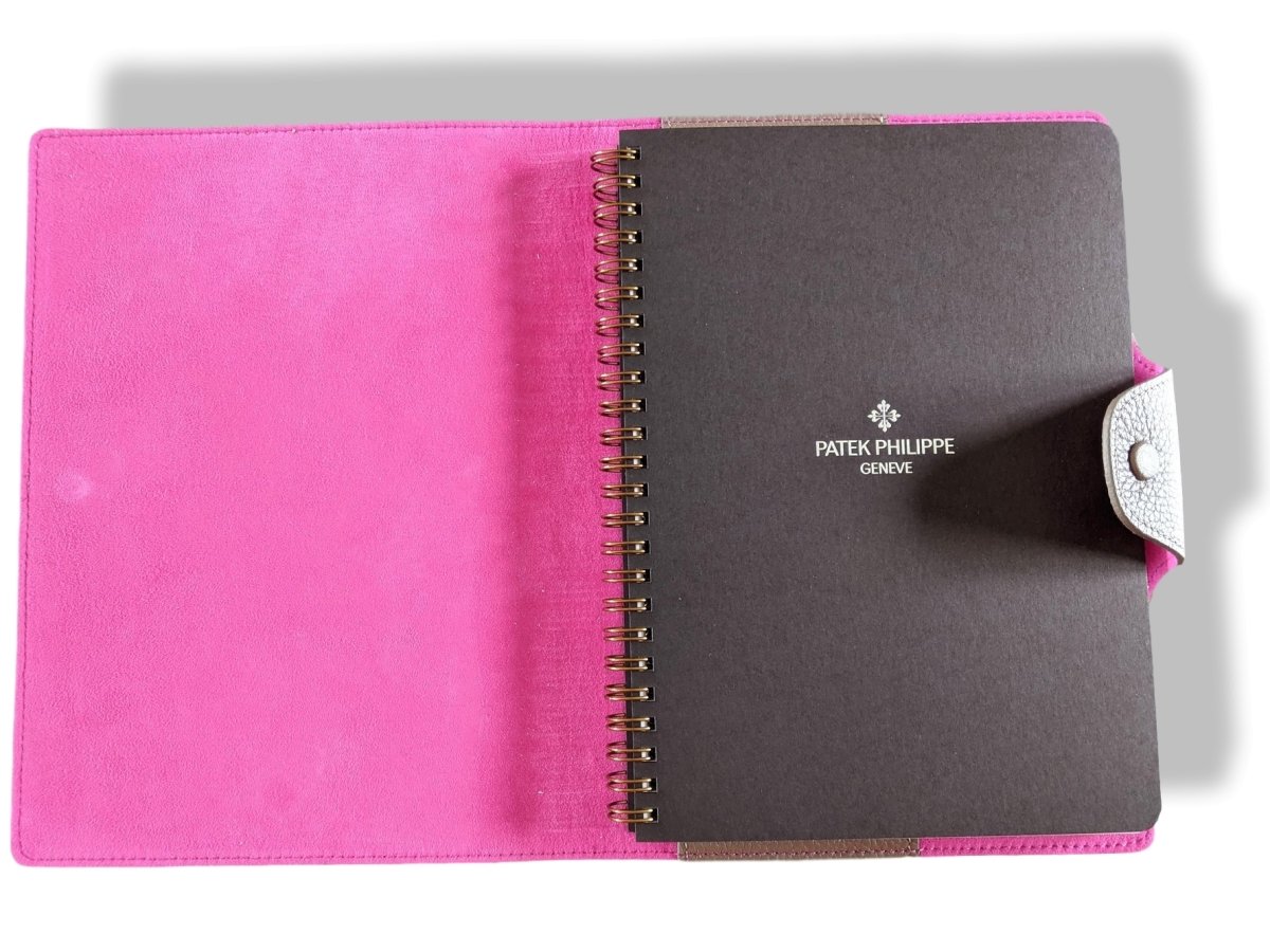 Patek Philippe [AC14] Etoupe/Fuchia Togo Calfskin "ULYSSE MM" NoteBook Cover with Refill, BNIB! - poupishop