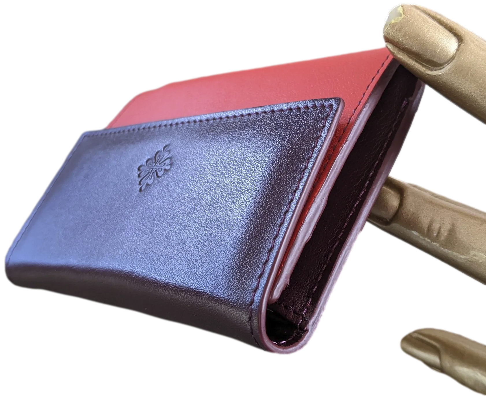 Patek Philippe Geneve [PA1] Plum/Coquelicot Leather Purse - Key Ring with Mirror
