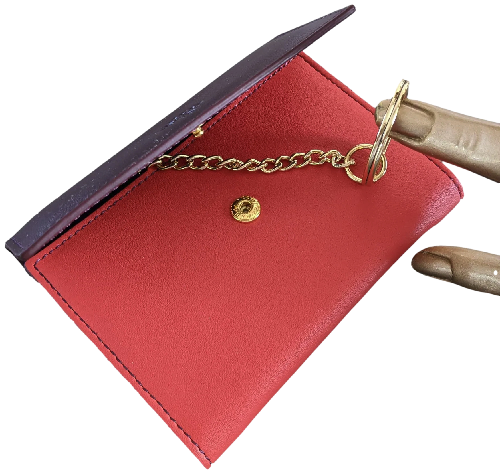 Patek Philippe Geneve [PA1] Plum/Coquelicot Leather Purse - Key Ring with Mirror