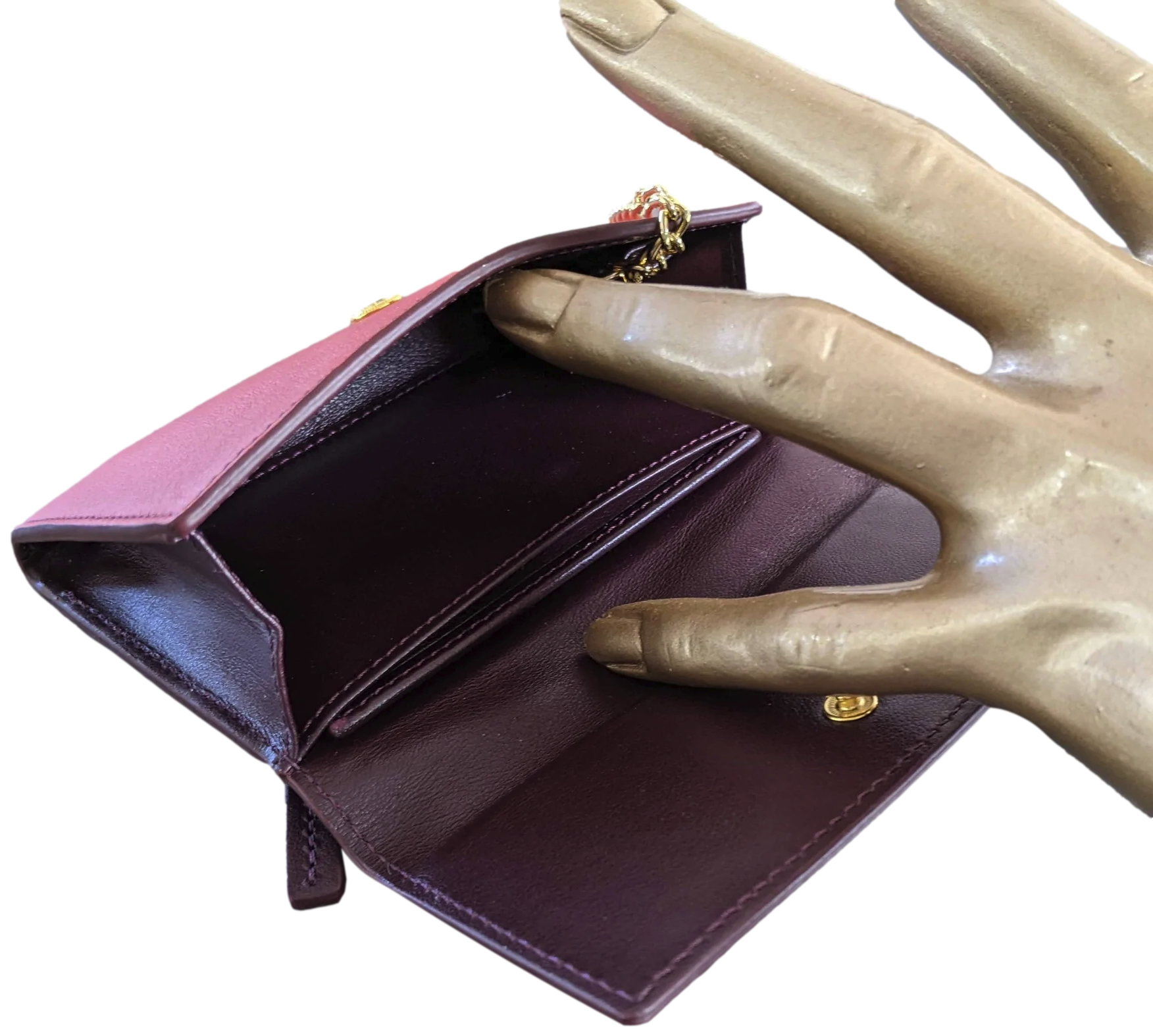Patek Philippe Geneve [PA1] Plum/Coquelicot Leather Purse - Key Ring with Mirror