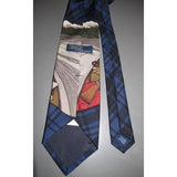 Polo Ralph Lauren Blue Tartan Husky Dog Silk Tie, NWT! - poupishop