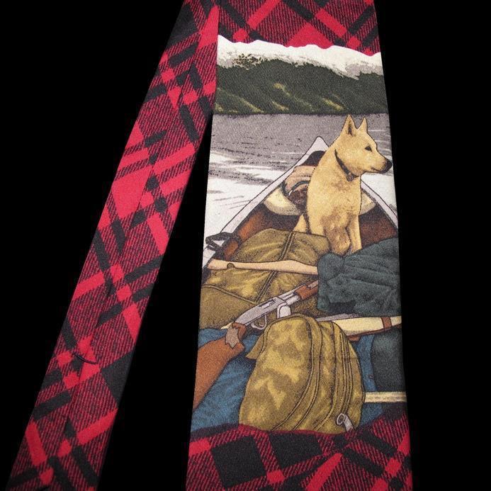 Polo Ralph Lauren Red Tartan Husky Dog Silk Tie, NWT! - poupishop
