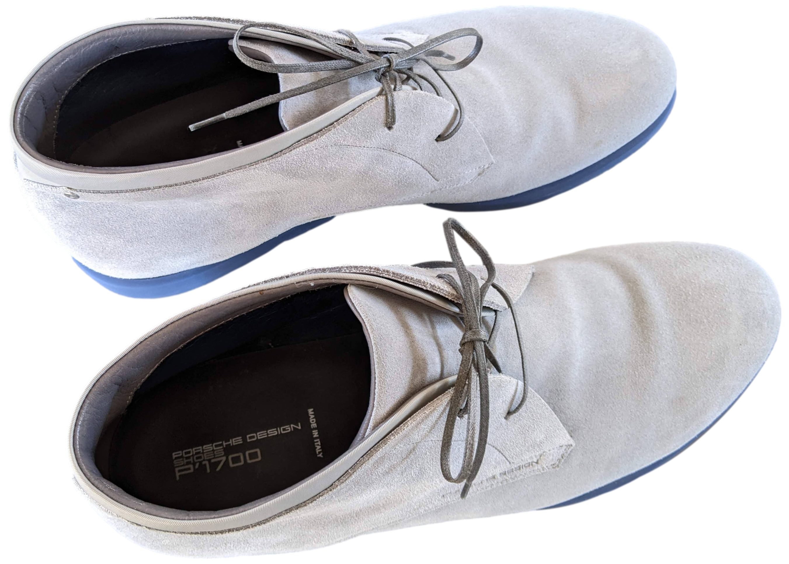 Porsche Design Grey Suede with Blue Sole P'1700 Men Lace Up Shoes Boots Sz44