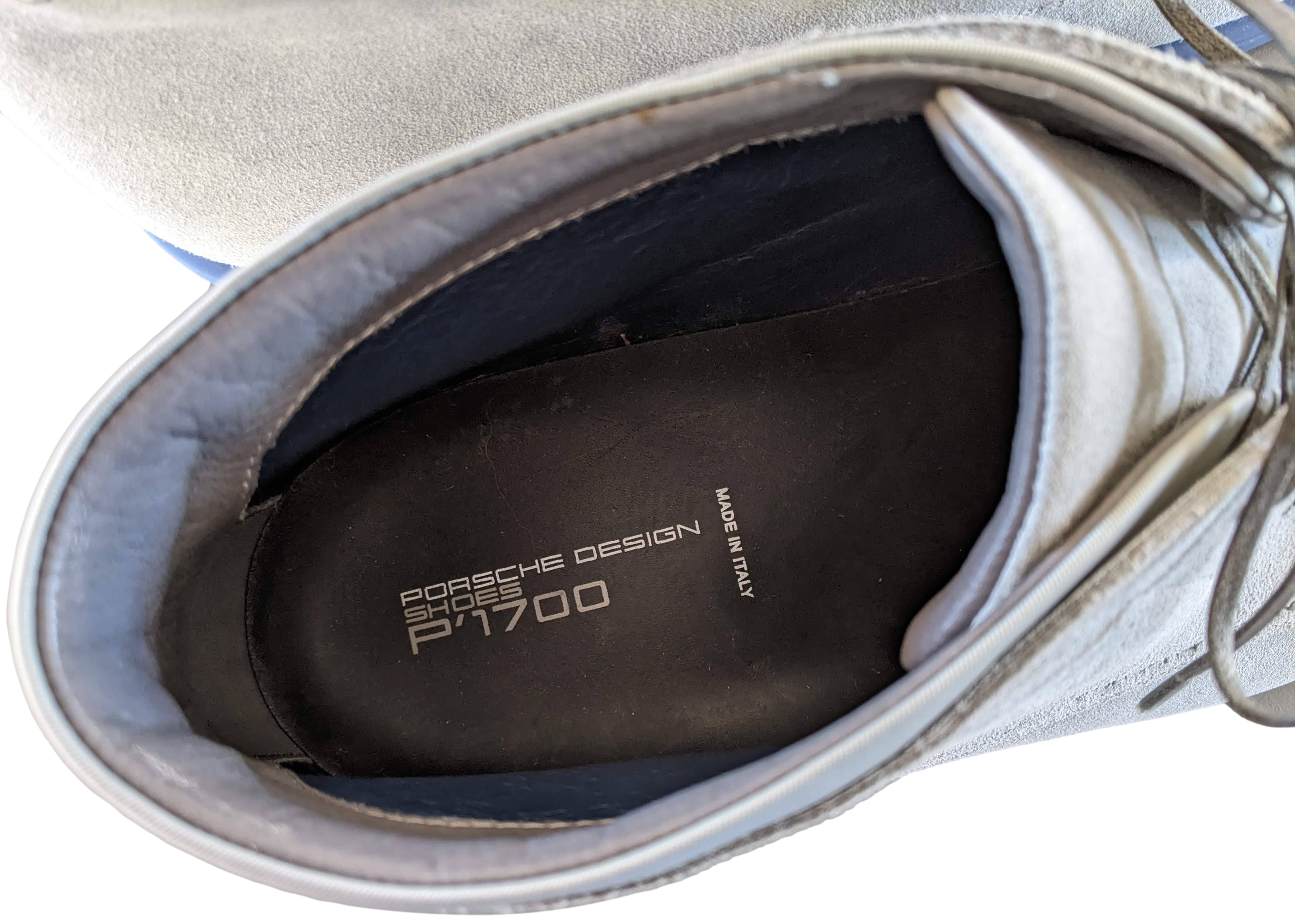 Porsche Design Grey Suede with Blue Sole P'1700 Men Lace Up Shoes Boots Sz44