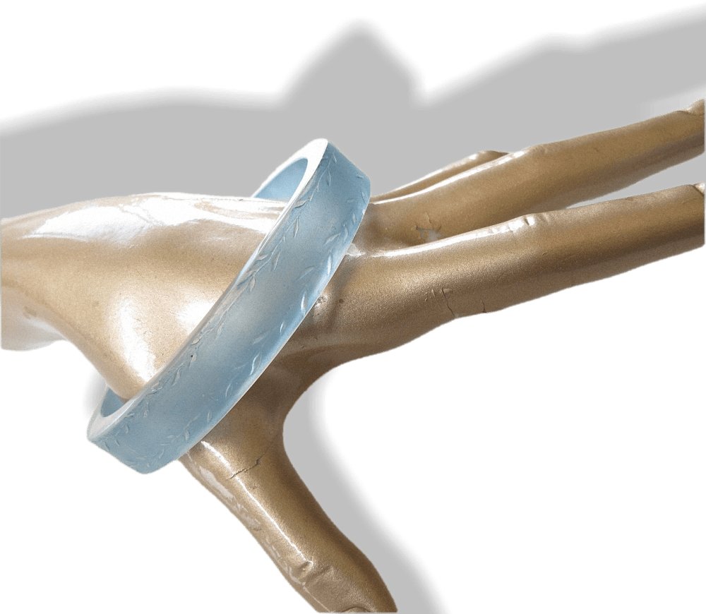Rene Lalique 1920's Art Deco Frosted Blue Poured Glass Arm Bangle Bracelet, Rare! - poupishop