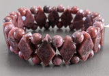 Rhodonite Dark Rose Anti Stress Natural Stone Manchette Bracelet Wide, NWT! - poupishop