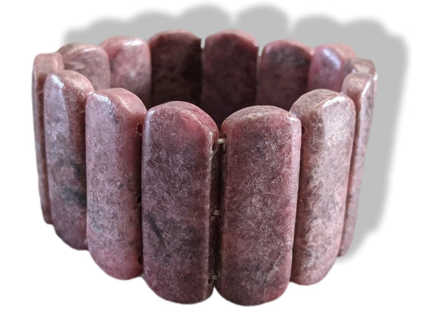 Rhodonite Dark Rose Anti Stress Natural Stone Manchette Bracelet Xtra Wide, NWT! - poupishop