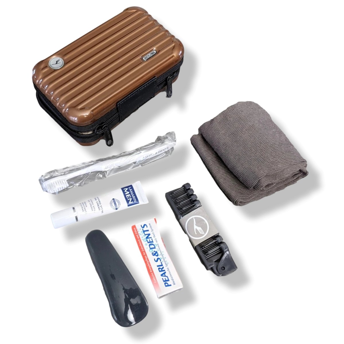Rimowa Brown Metallic Zipped Cosmetic Kit Clutch Pochette Bag 2 VIP First Class, New! - poupishop