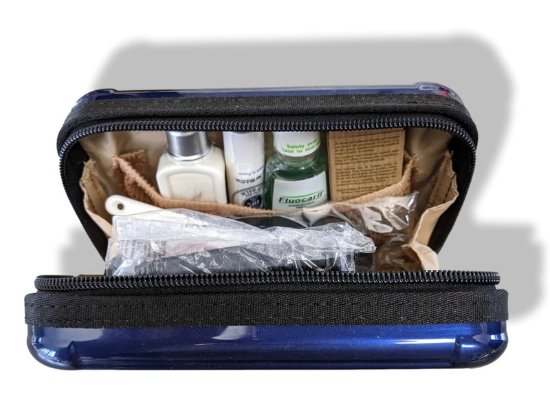 Rimowa Navy Blue Metallic Zipped Cosmetic Kit Clutch Pochette Bag, Vip First Class, New! - poupishop