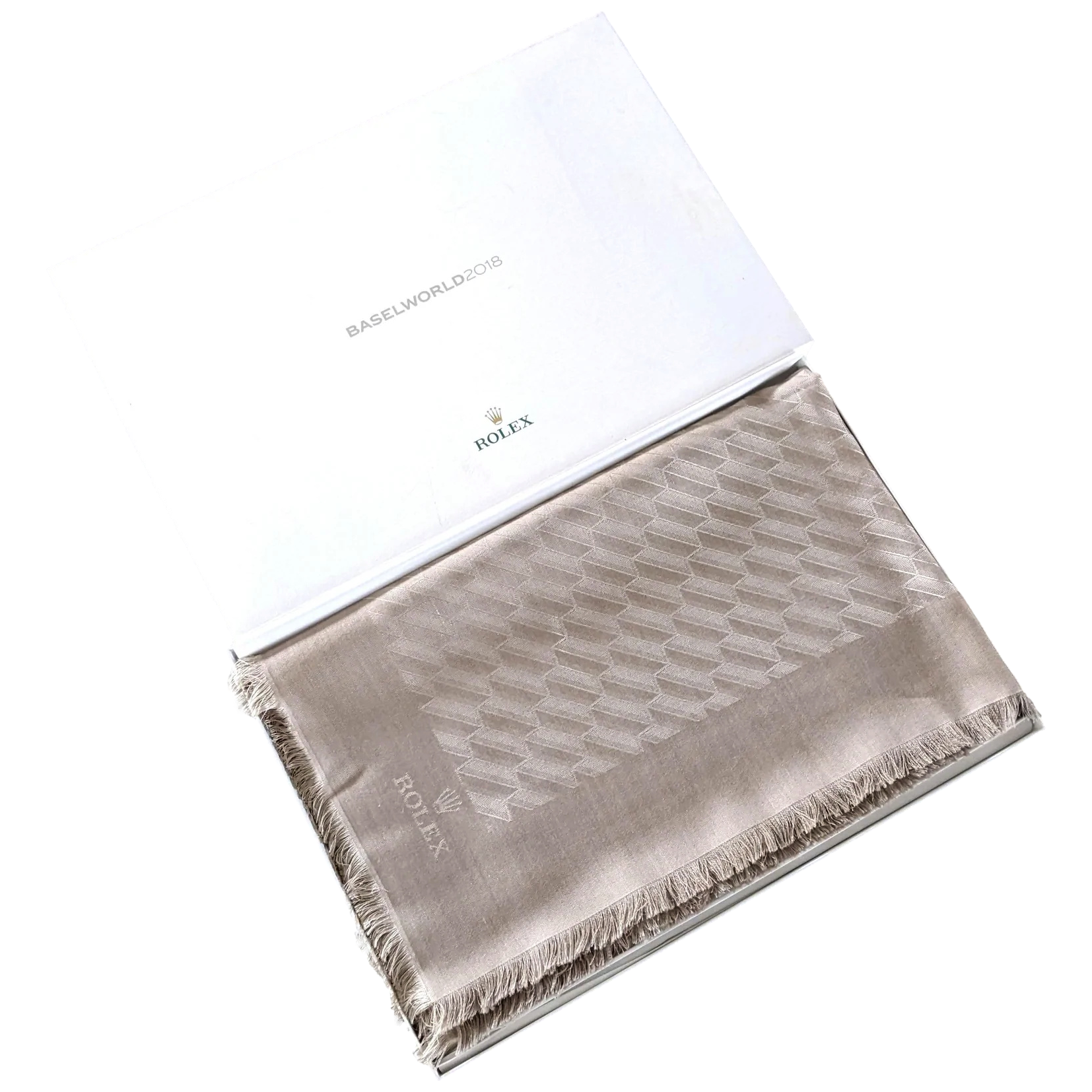 Rolex Beige Faconnee Special Ltd Issue for VIP "Baselworld 2018" Huge Fringed Cashmere Shawl 140