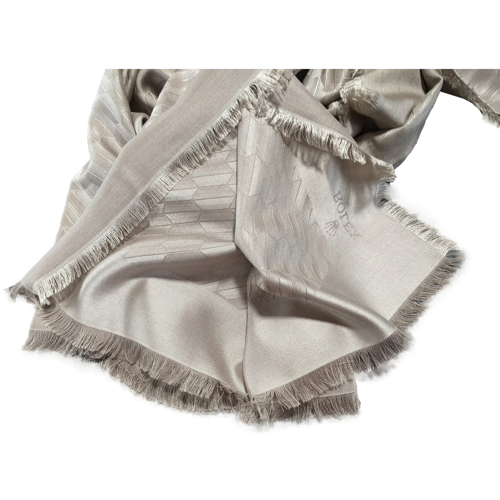 Rolex Beige Faconnee Special Ltd Issue for VIP "Baselworld 2018" Huge Fringed Cashmere Shawl 140