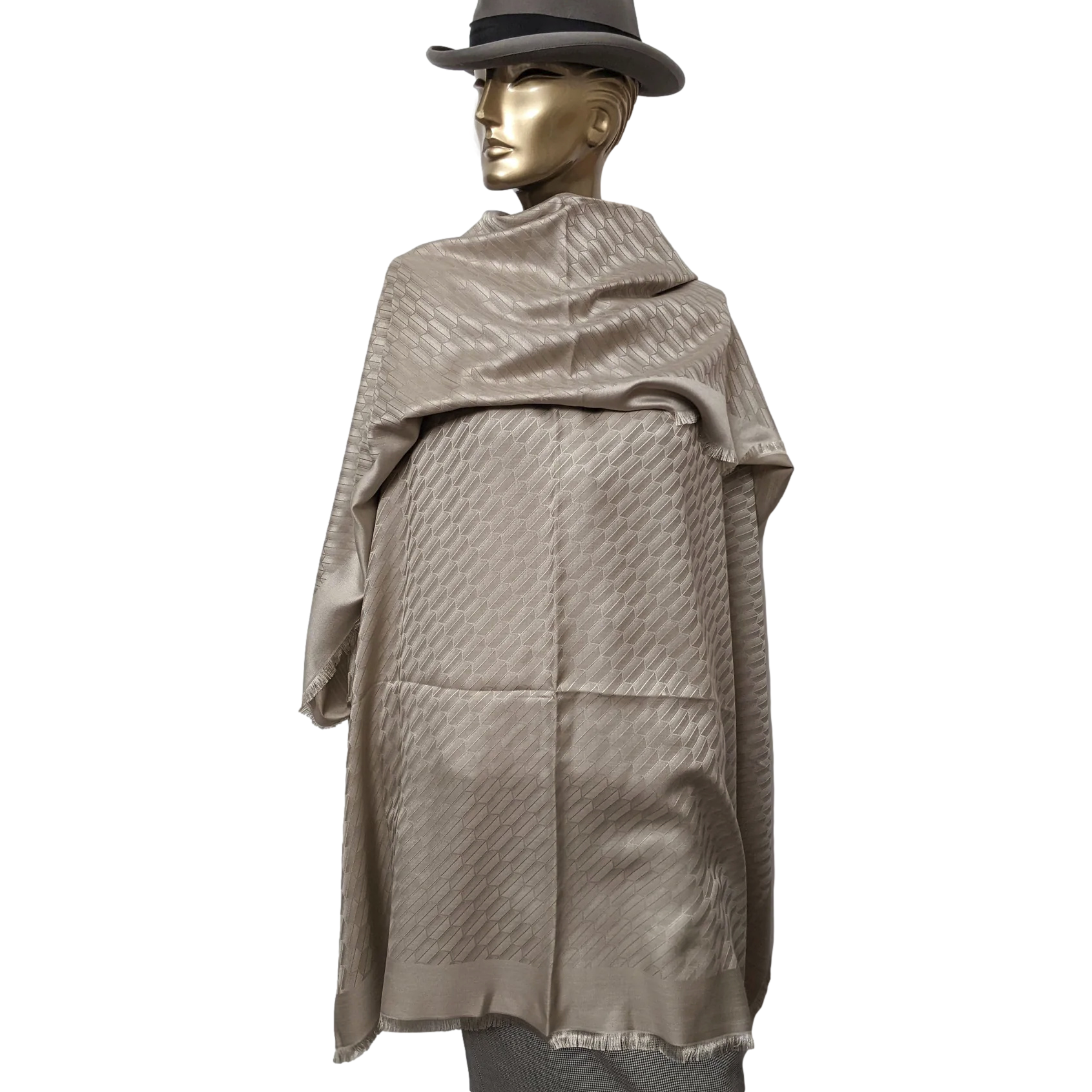 Rolex Beige Faconnee Special Ltd Issue for VIP "Baselworld 2018" Huge Fringed Cashmere Shawl 140