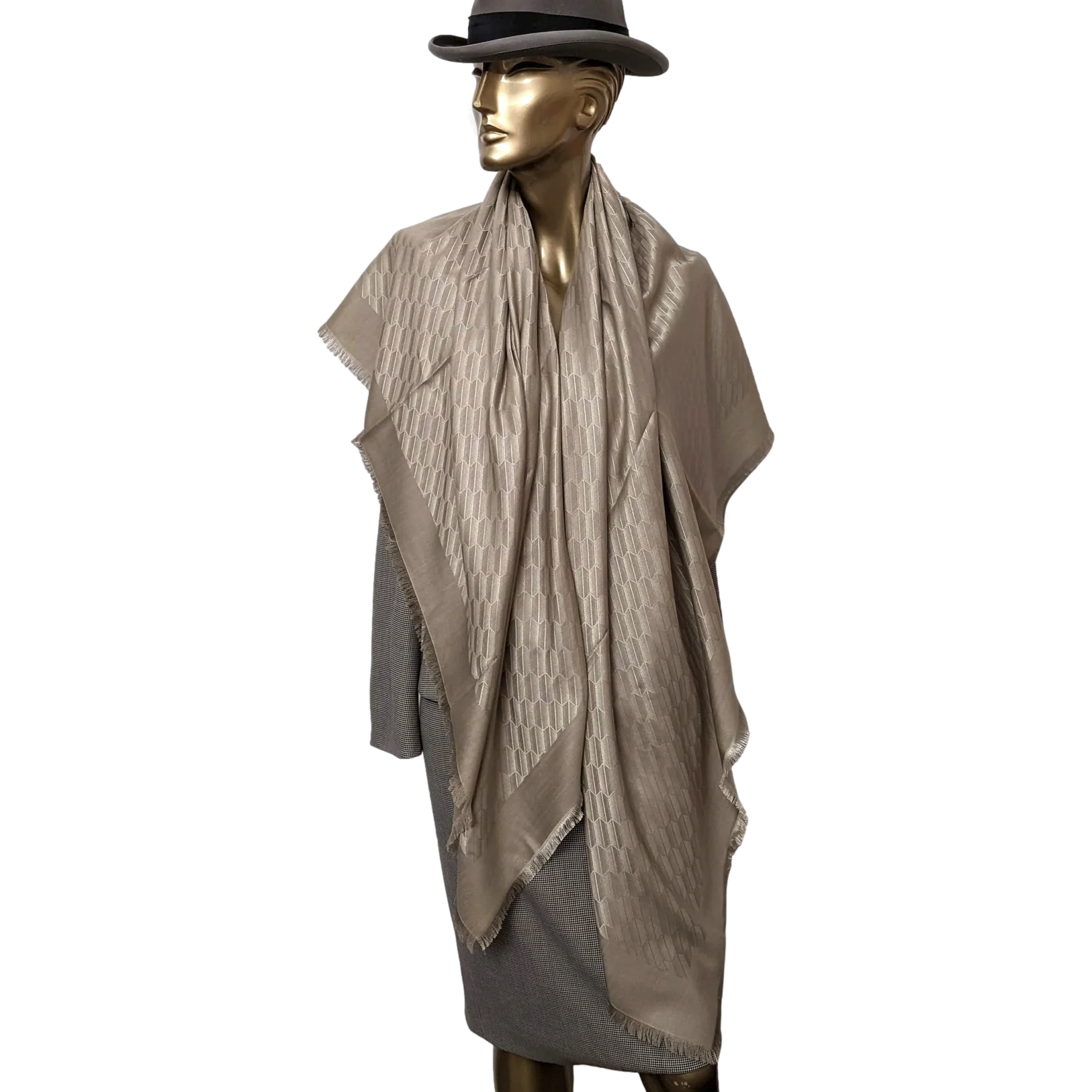 Rolex Beige Faconnee Special Ltd Issue for VIP "Baselworld 2018" Huge Fringed Cashmere Shawl 140