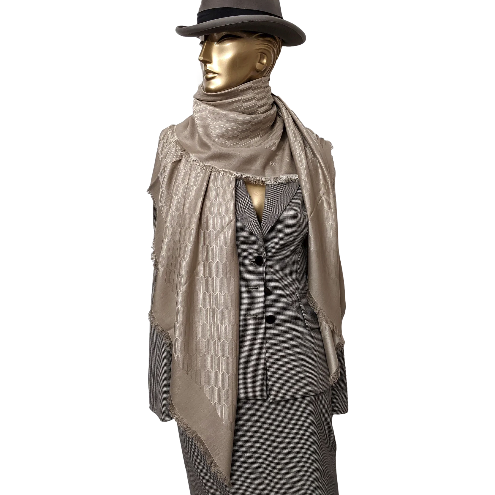Rolex Beige Faconnee Special Ltd Issue for VIP "Baselworld 2018" Huge Fringed Cashmere Shawl 140