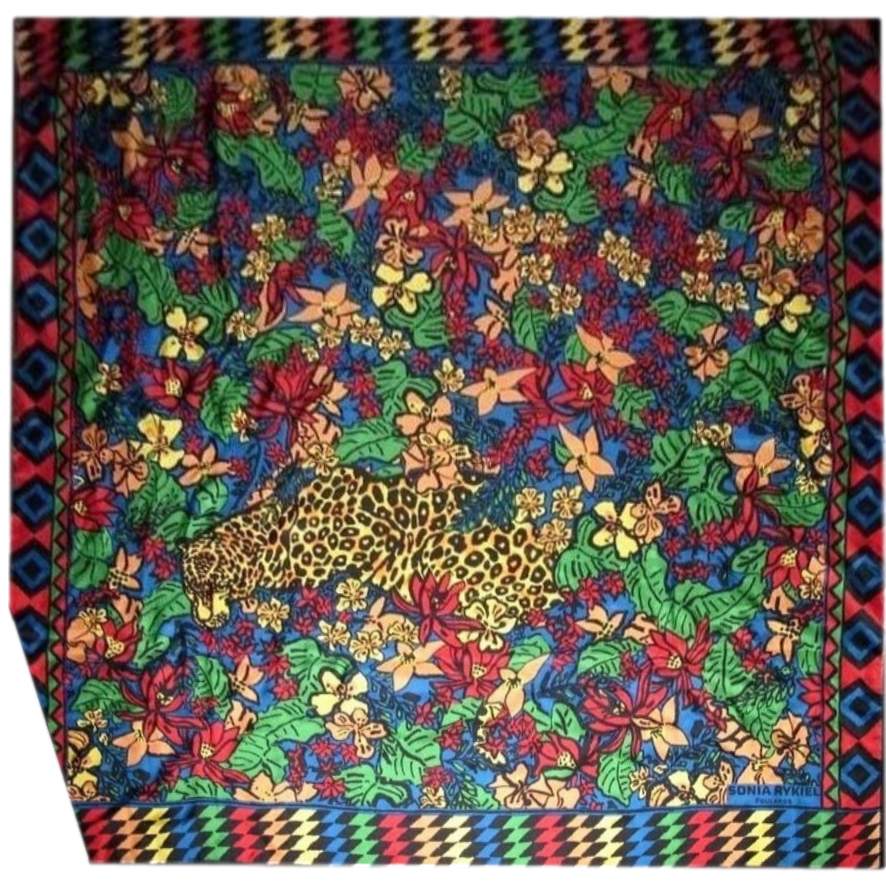 Sonia Rykiel 1980s Jungle Silk Twill Scarf 90cm
