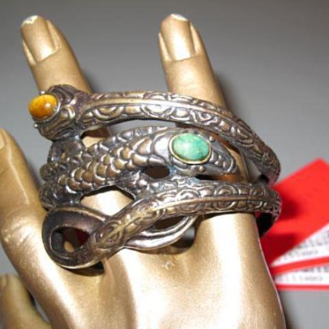 Valentino Garavani 1990cm Aged Metal Snake Cuff Bracelet, Box! - poupishop