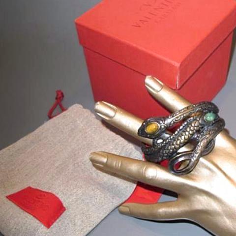 Valentino Garavani 1990cm Aged Metal Snake Cuff Bracelet, Box! - poupishop