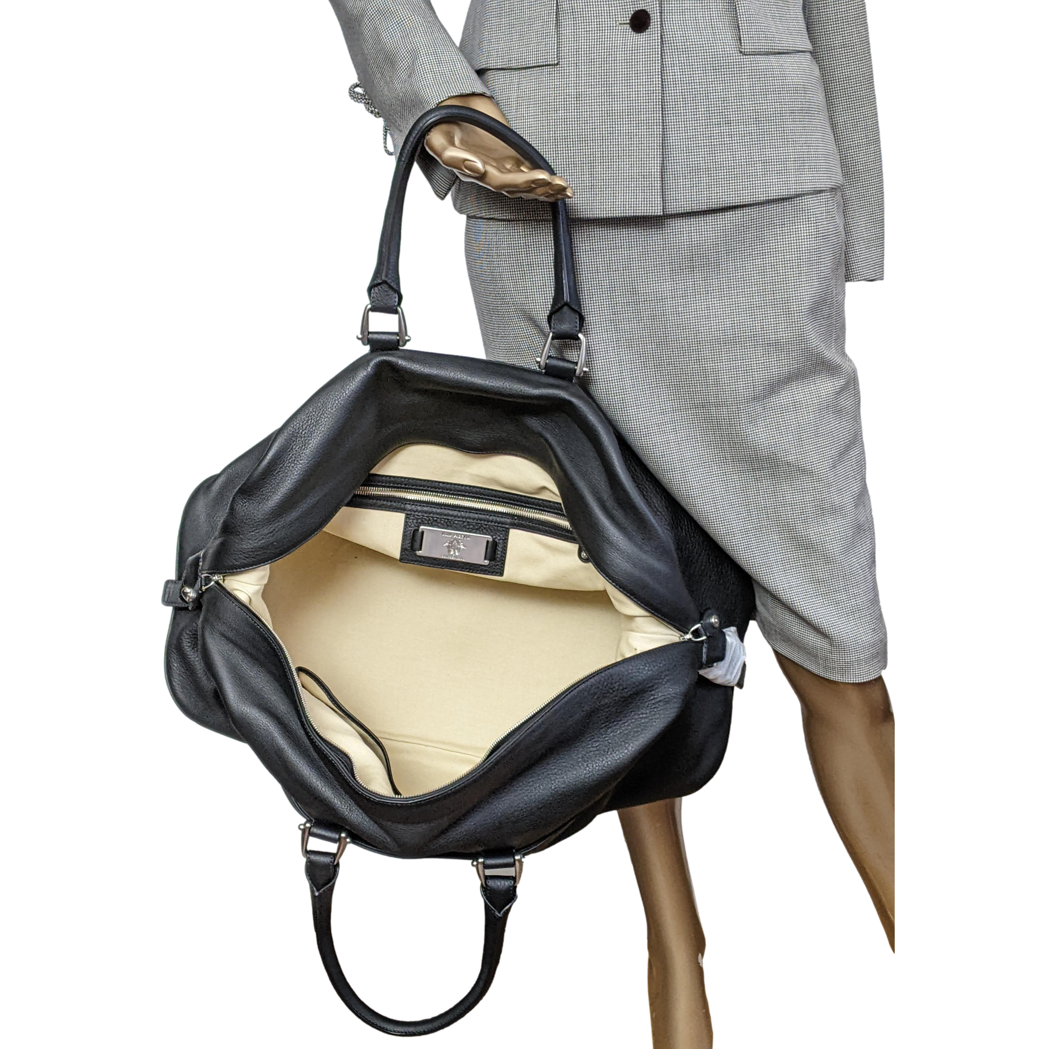 Van Astyn Noir Togo Calfskin Leather Travel Bag 57 cm