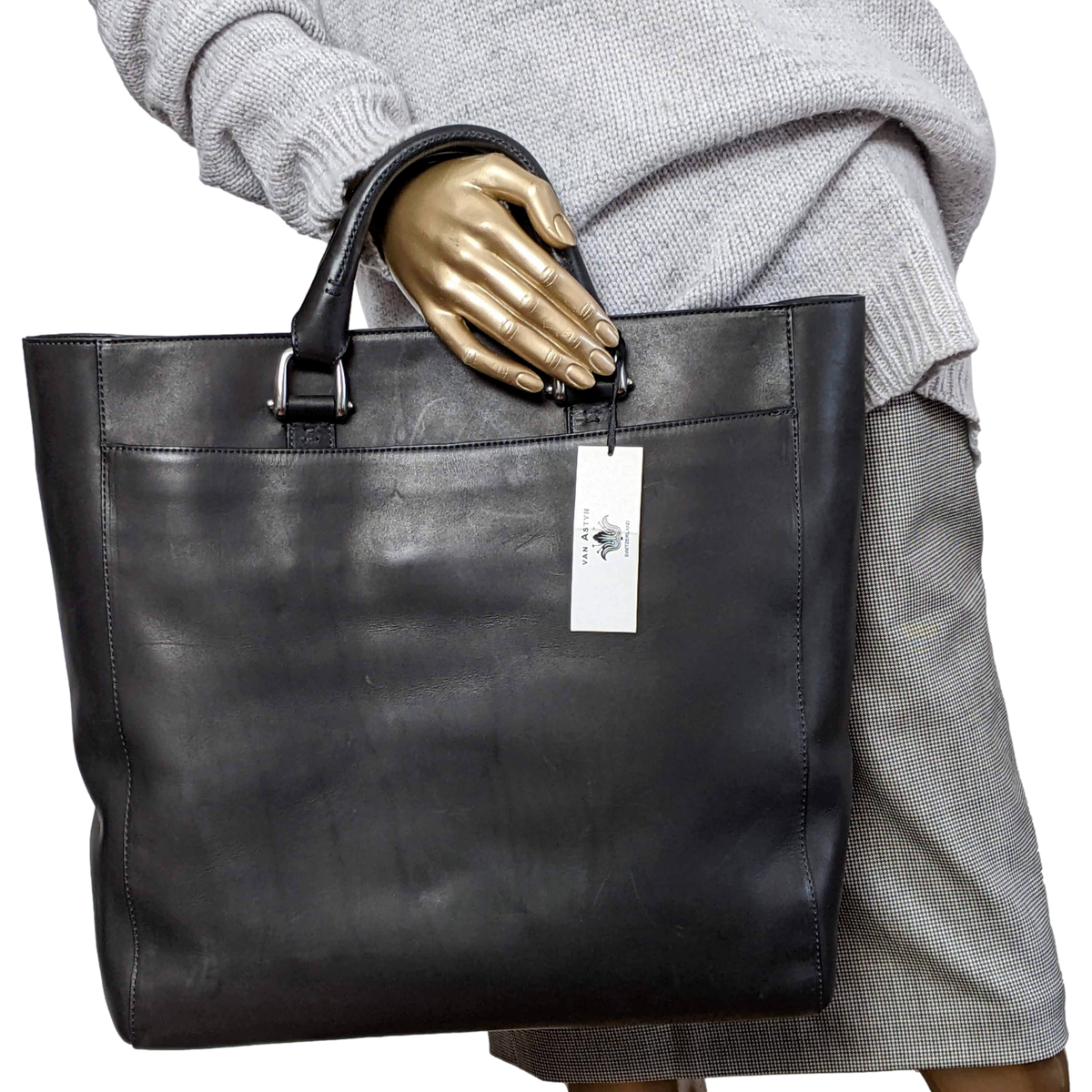 Van Astyn Noir Calfskin Leather Handbag Bag GM 38 cm