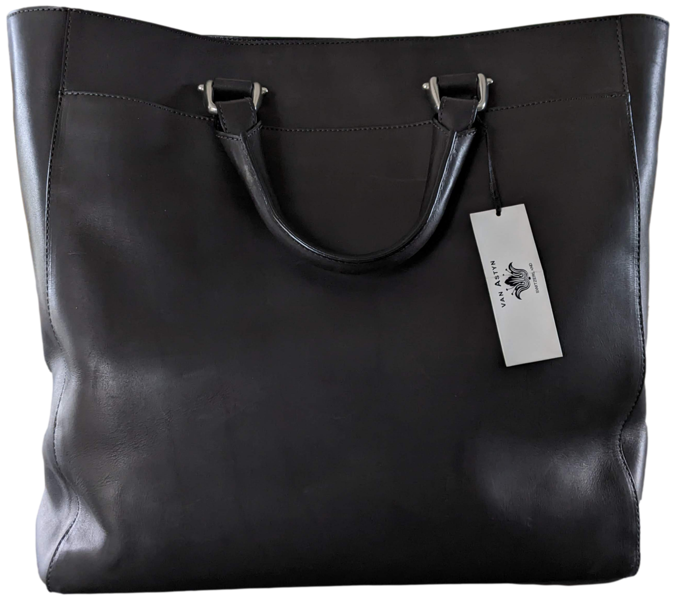 Produits Van Astyn Noir Calfskin Leather Shopping Bag GM 38 cm, New with Dustbag, Made in Switzerland!