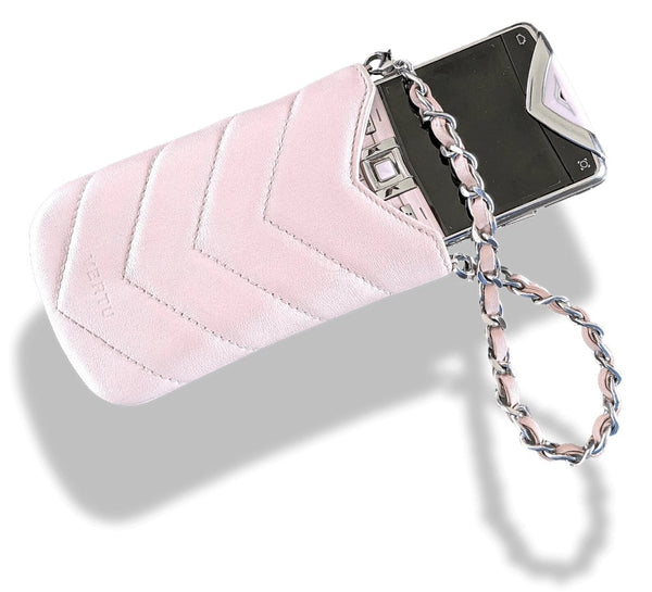 Vertu Pale Pink Hand Made LEATHER CASE for the Constellation Quest RM-582V Gsm, Superb! - poupishop