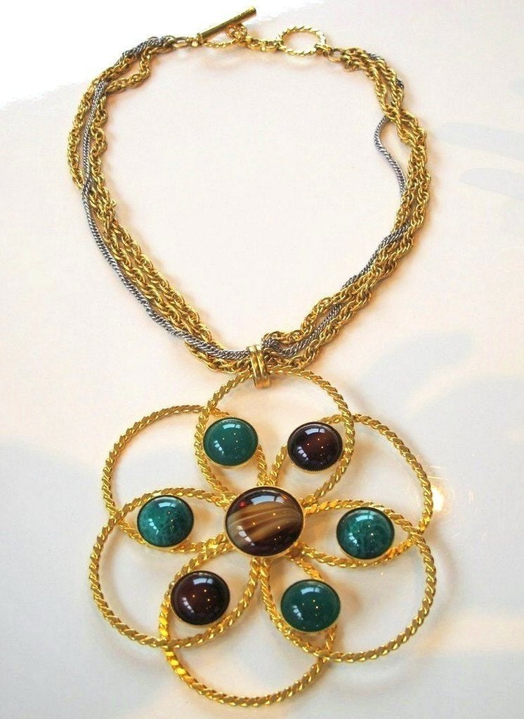 Yves Saint Laurent 1970s Haute Couture Huge Flower Necklace, Rare! - poupishop