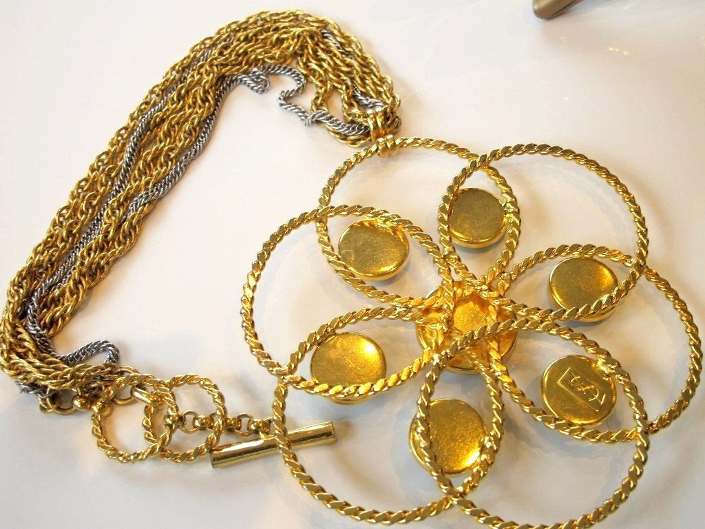Yves Saint Laurent 1970s Haute Couture Huge Flower Necklace, Rare! - poupishop