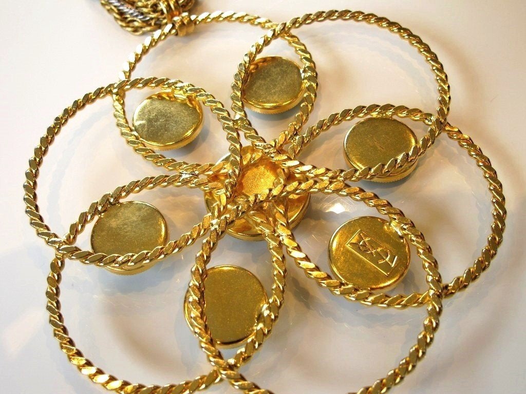 Yves Saint Laurent 1970s Haute Couture Huge Flower Necklace, Rare! - poupishop
