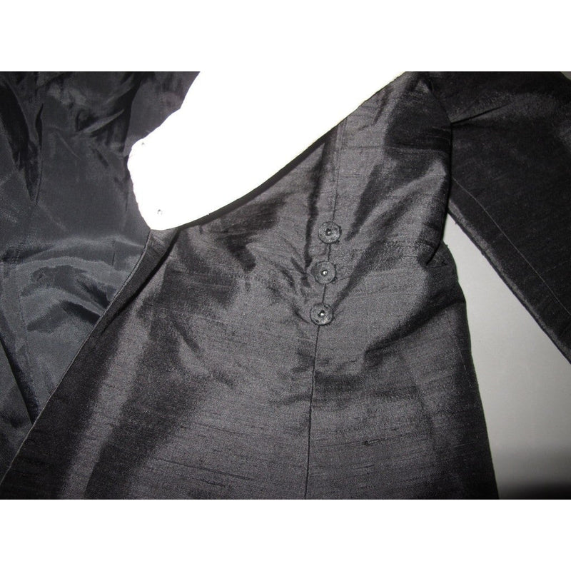 Yves Saint Laurent 1980s B/W Couture Shantung Silk Jacket with Col Châle, Sz40 - poupishop
